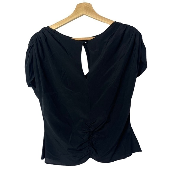 Milly Black Silk Button Back Cap Sleeve Short Sleeve Blouse 8 - Picture 1 of 4